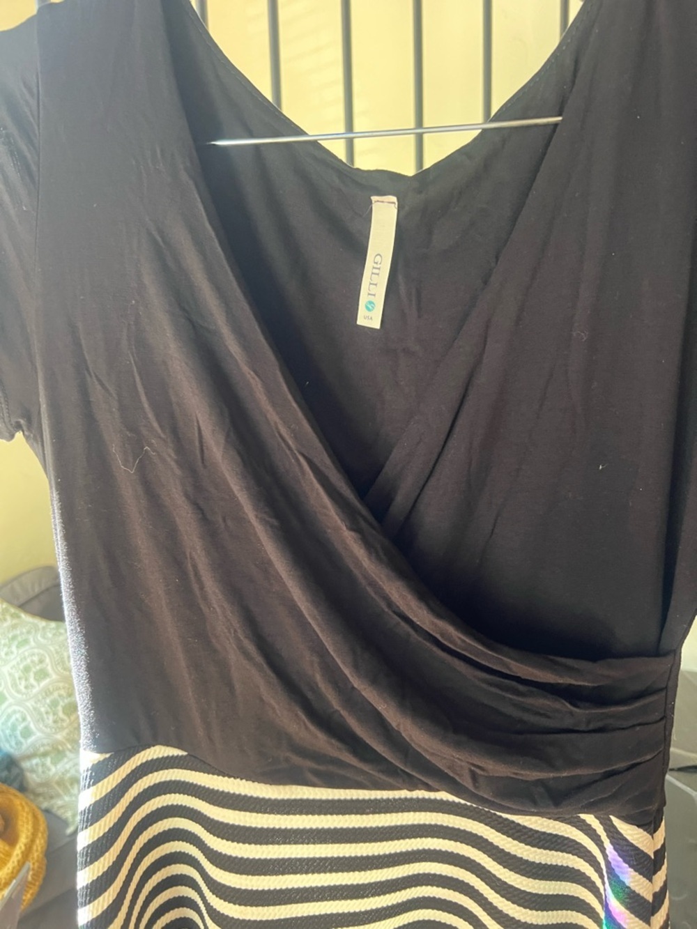 Gilli Black and White Striped Midi Fit-and-Flare Dress - Picture 6 of 6